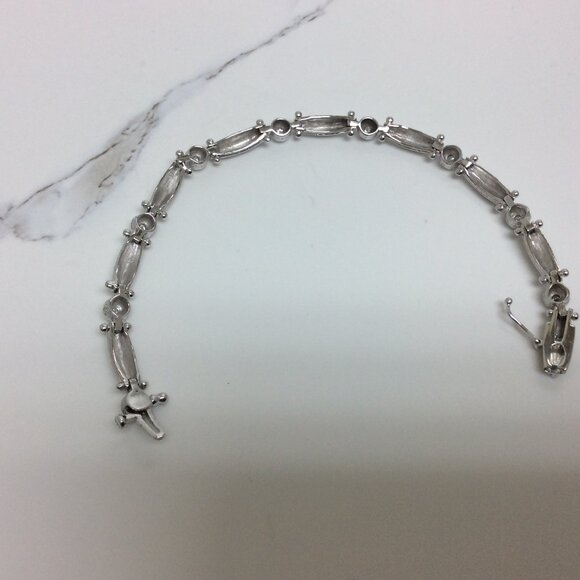 14k WHITE Solid Real Gold Fancy Diamond Tennis lady Bracelet 7 1/4'' 14.90 gr - Picture 5 of 9